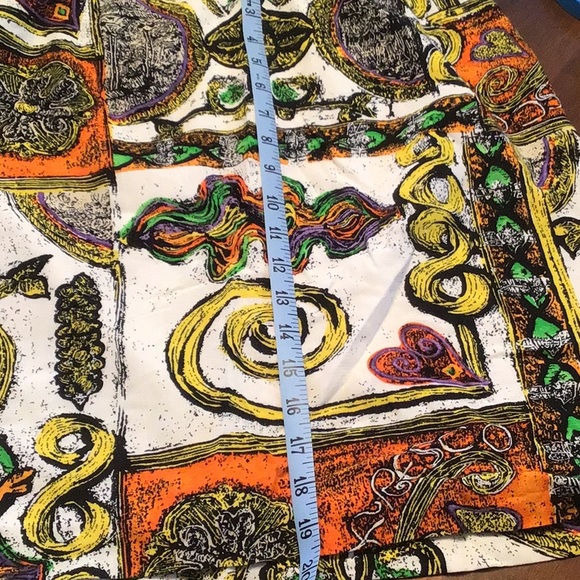 Vintage multi pattern bright linen skirt - Picture 9 of 10